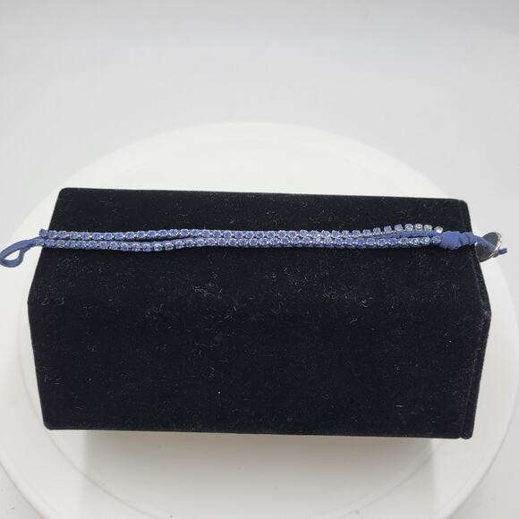 American Eagle Outfitters Women's Bracelet 7" Blue Single Rope Cord Rhinestone - Picture 1 of 7